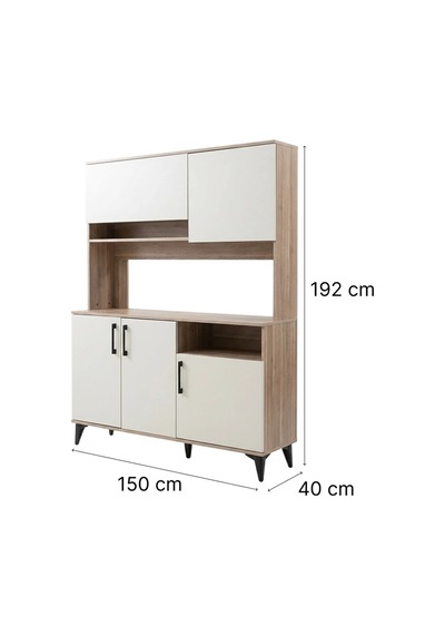 Kobos Kahve Köşesi Çok Amaçlı Mutfak Dolabı 150cm Sp02348 Bej