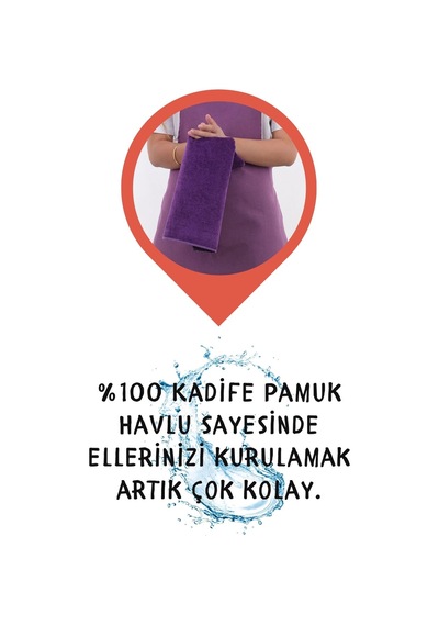 Star Ayar Askılı Havlulu Mutfak Önlüğü Seti Havlulu Önlük Mor-mor