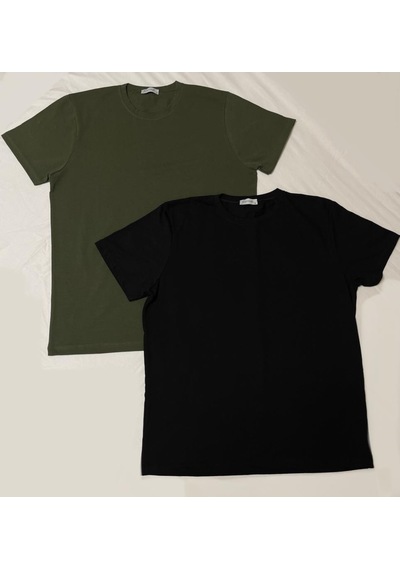 Erkek Slim Fit Dar Kesim Bisiklet Yaka Kısa Kol Pamuklu 2'li Tişört Paketi