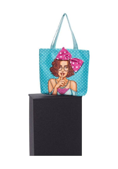 Ayshome Popart Desen Bez Sarı Puantiyeli Plaj Alışveriş Çantası Çok Renkli