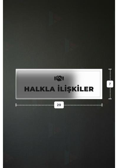 Halkla İlışkıler Yazılı - Metal - Beyaz Renk - Kapı İsimliği - 20x7 Cm
