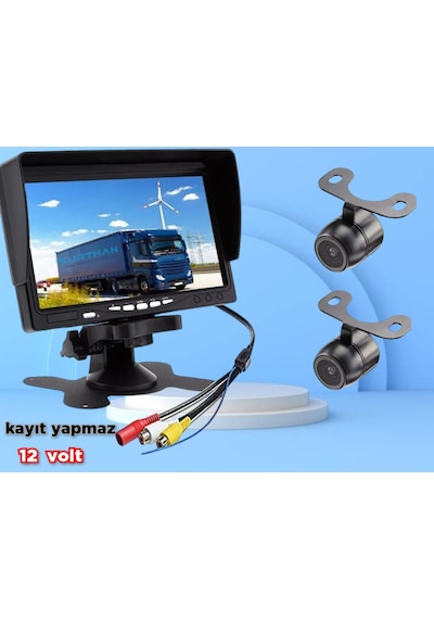 2 Ad. Kelebek Kamera + 7'' Monitör Seti Kayıt Yapmaz 12 Volt