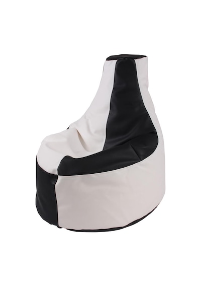 Siyah & Beyaz Deri Armut Koltuk Küçük 67 60 25 Cm Siyah - Beyaz