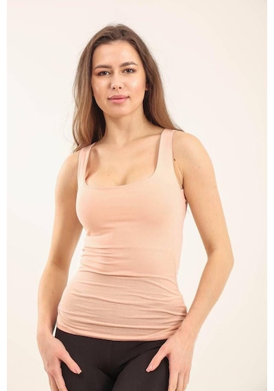 Balenbi Kadın Basic Geniş Askılı Uzun Penye Body 1068 Somon