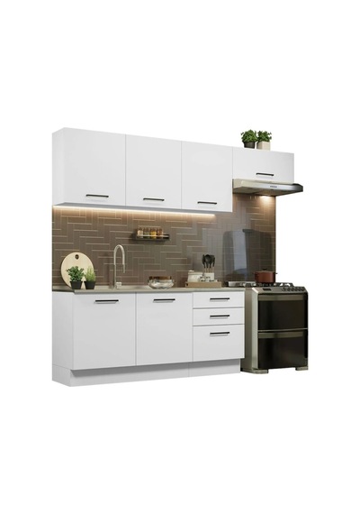 Arp Hazır Mutfak Dolabı-çok Amaçlı Dolap 240 Cm Beyaz Ve Beyaz Laminat Tezgah Dahil Beyaz Arp Hazır Mutfak Dolabı-çok Amaçlı Dolap 240 Cm Beyaz Ve Beyaz Laminat Tezgah Dahil Beyaz