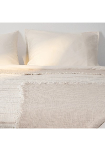 Ruby Dolgulu Müslin Çift Kişilik Yatak Örtüsü Ekru Bej 230x250 Cm Çok Renkli