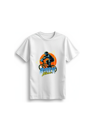 Paybuy Bmx Ekstrem Sportu Tutkunları İçin Baskılı Kadın Tişört Beyaz