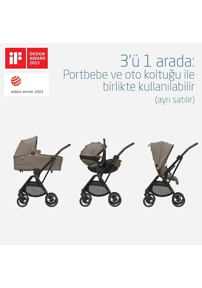 Maxi-Cosi Leona2 Çift Yönlü Uzatılabilir Sırt Desteği Tam Yatabilir Seyahat Sistem Olabilen Bebek Arabası Twillic Truffle