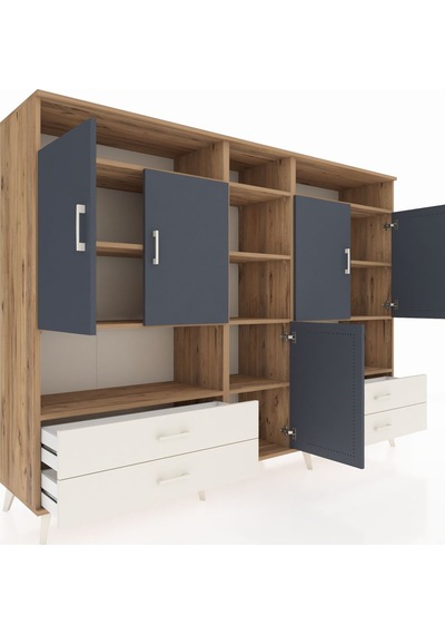 Hyperion Dolap 12 Raflı 4 Çekmeceli 5 Kapaklı 220x44x163 Çam-antr Çam-antrasit/aytaşı Hyperion Dolap 12 Raflı 4 Çekmeceli 5 Kapaklı 220x44x163 Çam-antr Çam-antrasit/aytaşı