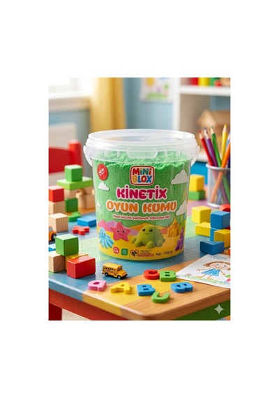 Doğal Kinetik Oyun Kumu 1kg Yeşil Yeşil