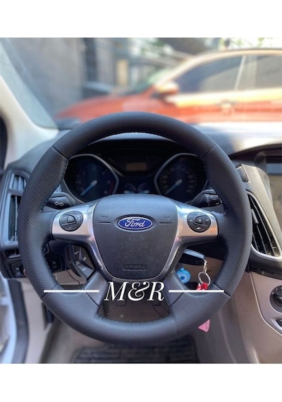 Ford Focus Araca Özel Kaplama Deri Direksiyon Kılıfı Siyah