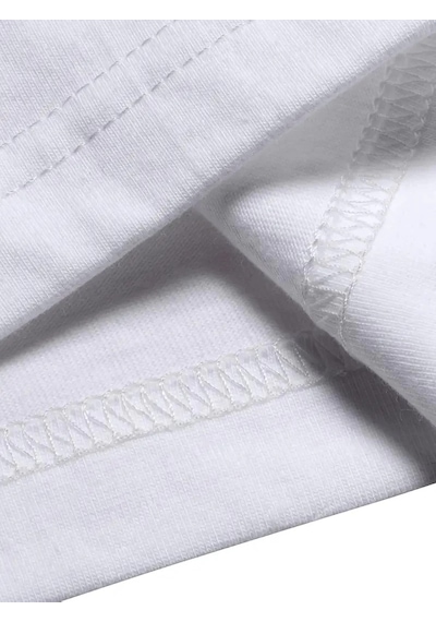 Barlashive Erkek T-shirt Tavşan Baskılı Kısa Kollu Tişört - Beyaz Çok Renkli