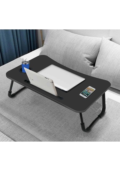 Konfeksiyon-Market Yatak Koltuk Üstü Laptop Tablet Sehpası Katlanır Siyah Ayaklı