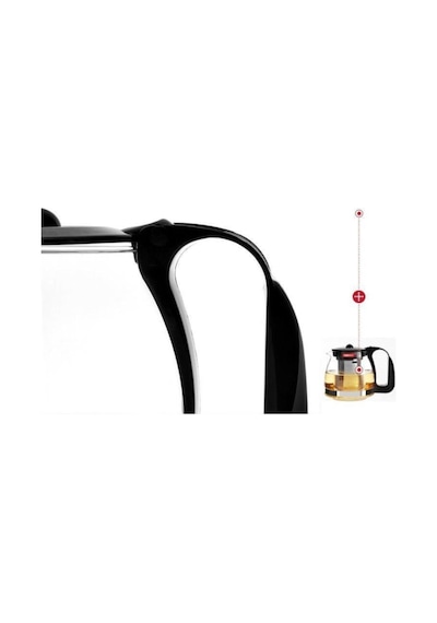 Isıya Dayanıklı Süzgeçli Cam Demlik 900 Ml Çaycı Çay Makinesi Demliği Teapot 900 Ml Siyah