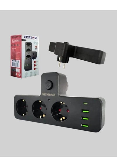 7 Portlu Çoklu Priz Usb Ve Type-c Girişli Akıllı Güç Ünitesi Standart
