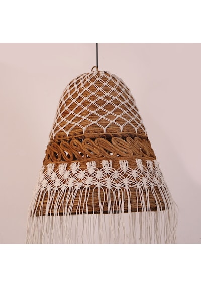 Medusa Doğal Abaka Ve Makrome 50x115 Cm Avize Bej