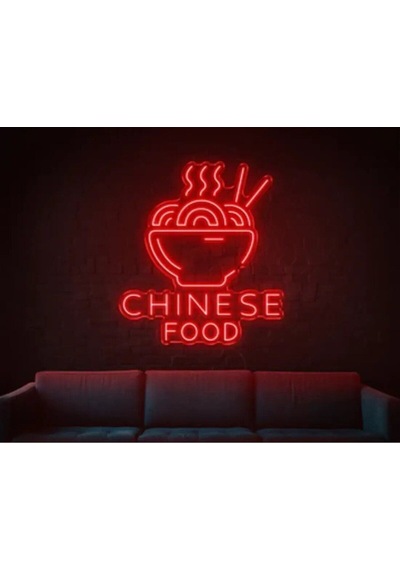 Chınese Food Yazılı Ve Şekilli Neon Tabela Kırmızı