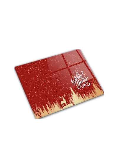 Decorita Cam Kesme Tahtası|Happy New Year KırmızıSilüet|29cmx34cm
