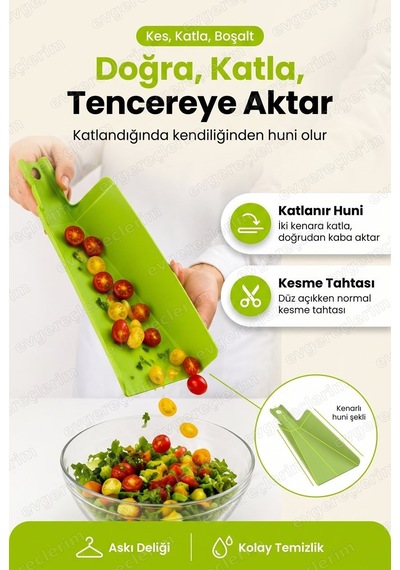 Katlanabilir Kesme Tahtası Doğrama Ve Taşıma Panosu Yeşil