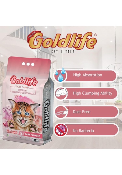 Gold Life Premium Bebe Pudralı 10 Lt Kedi Kumu