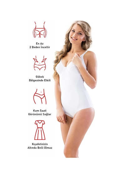 Beyaz Mı Emay 2821 Balenli Double Boy Slip Lazer Korse Beyaz