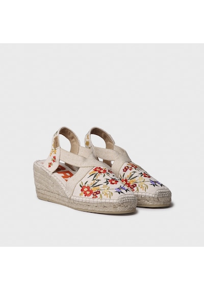 Toni Pons Montjoı Dalia Kadın Bej Çiçek Desen Dolgu Topuk Espadril 1tonw2025085 Bej-kırmızı Bej - Kırmızı