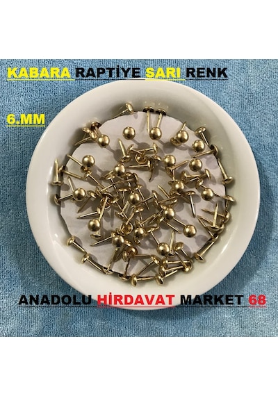 Kabara Raptiye Koltuk Çivisi Sarı Renk Çapı 6 MM Boyu 50Adet