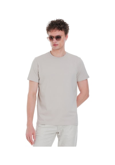 Hatemoğlu Ekru Regular Fit Bisiklet Yaka Pamuklu Tişört 1996536 Ekru-01