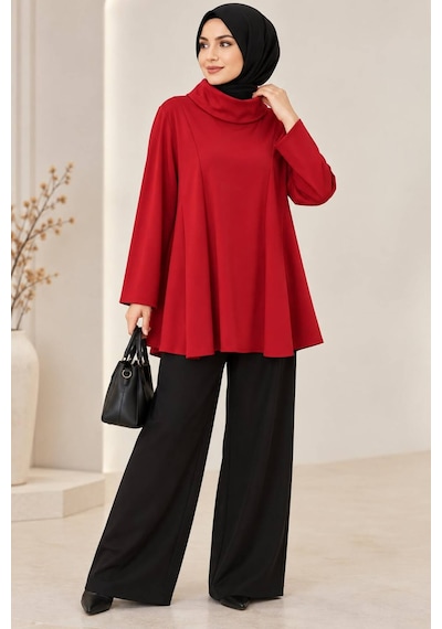 Miss Meliss Oysho Kumaş Oversize Salaş Tunik Kırmızı Kırmızı