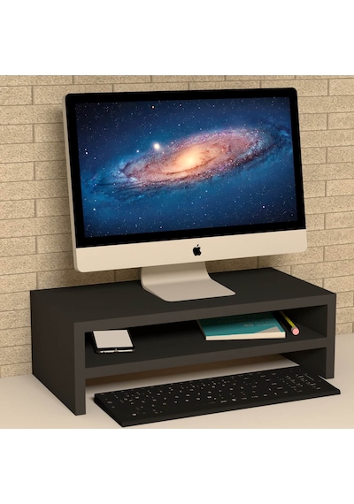 Emkawood Beliz Monitör Yükseltici Laptop Sehpası Siyah