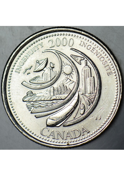 Kanada 25 Cent 2000 Hatıra-yaratıcılık-üçüncü Milenyuma Giriş. Çilaltı.