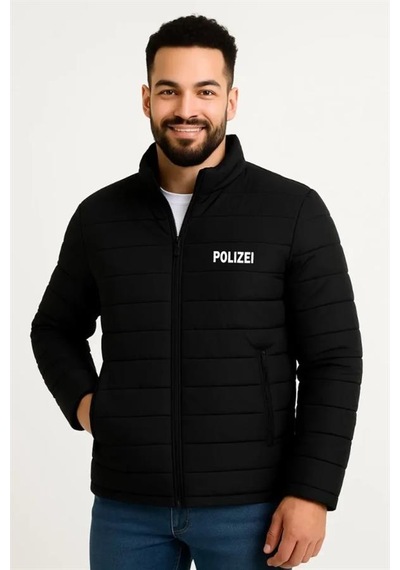 Alemdarshop Erkek Mikro Su İtici Kapitone Baskılı Astarlı Fermuarlı Bomber Mont - Siyah