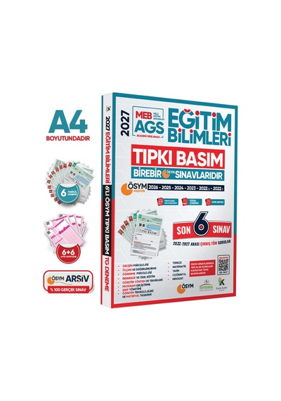 2027 MEB-AGS EĞİTİM BİLİMLERİ ÖSYM Tıpkı Basım Çıkmış Soru 6lı Deneme Paketi Video Çözümlü TürkiyeG.