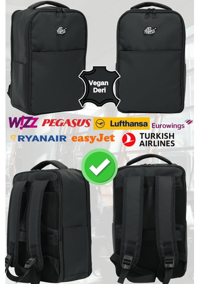 Jet Turtle Seyahat Sırt Çantası 40cm 40x25x15 Cm Pegasus, Wizz Air, Ryanair, El Valizi Koltuk Altı Valizi Vegan Deri