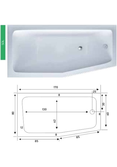 Shower Penta Beşgen Özel Küvet 60x80x170