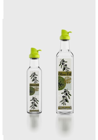 Renga Oslo Yeşil Kapaklı Desenli 250 Ml Ve 500 Ml 2'li Cam Yağlık Seti 152005 Yeşil
