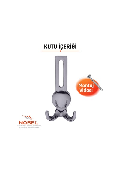 Solo Lüks Portmanto Askı, Metal, Vestiyer Askı, 210 Gr, Dolap Askılık, Duvar Askılığı, Füme Vidalı