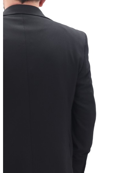 Twenhil Dmctekstil Erkek Siyah 201 Düz Klasik Kesim Normal Kalıp Çift Düğme Blazer Ceket