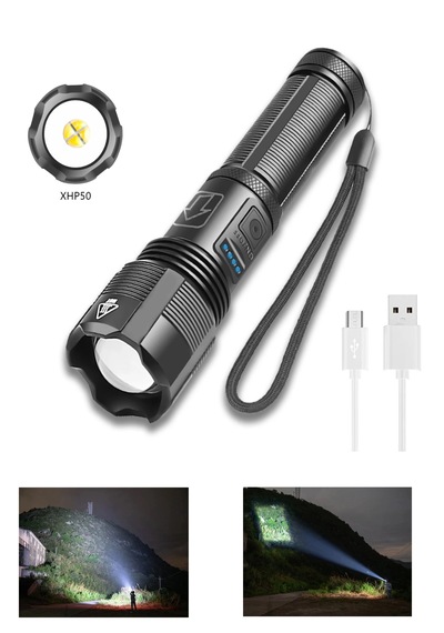 Peakstar Ps-1600 3000 Lümen Süper Parlak Led Zoomlu 5 Mod Su Geçi Siyah