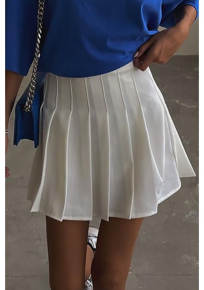 Madmext Mad Girls Beyaz Pileli Etek Mg1385