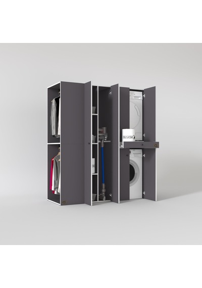 Kenzlife Çamaşır-Kurutma Makinesi Dolabı Ve Giysi Dolabı Çekmeceli Eşari Sol Gri 187 160 60 Banyo Çok Renkli Kenzlife Çamaşır-Kurutma Makinesi Dolabı Ve Giysi Dolabı Çekmeceli Eşari Sol Gri 187 160 60 Banyo Çok Renkli