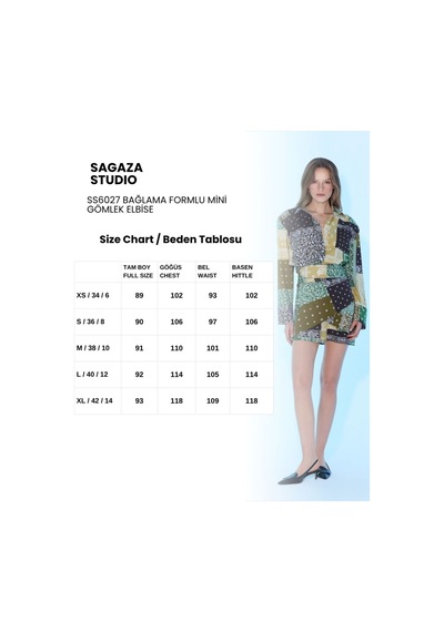 Sagaza Studio Ss6027 Yandan Bağlamalı Gömlek Elbise Cok Renklı