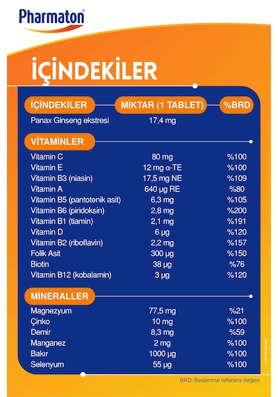 Pharmaton Vitality 100 Tablet 2'li