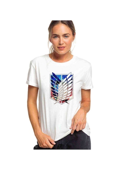 Anime Attack On Titan Baskılı Beyaz Kadın Tshirt (534310460)