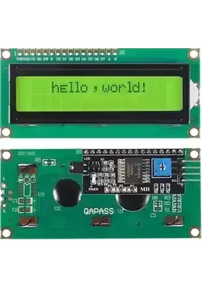 16x2 Lcd Ekran - I2c Lehimli Yeşil Üzeri Siyah