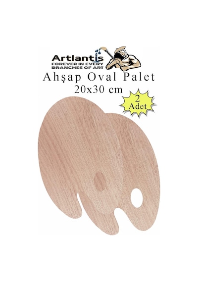 Ahşap Oval Palet Naturel 20x30 Cm 2 Adet Orta Boy Ahşap Boya Paleti Resim Boyama Tepsisi Akrilik Guaj Karıştırıcı 20x30