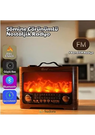 Fepe Fp-821 Şömine Detaylı Bluetooth Destekli Nostaljik Radyo