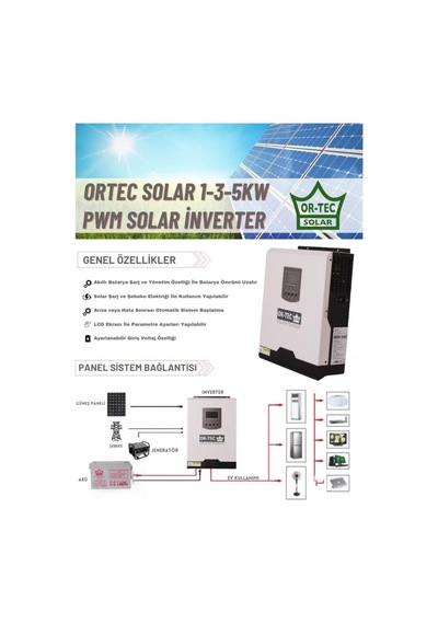 Ortec Solar 24V 3KW/3000VA PWM Tam Sinüs Akıllı İnverter