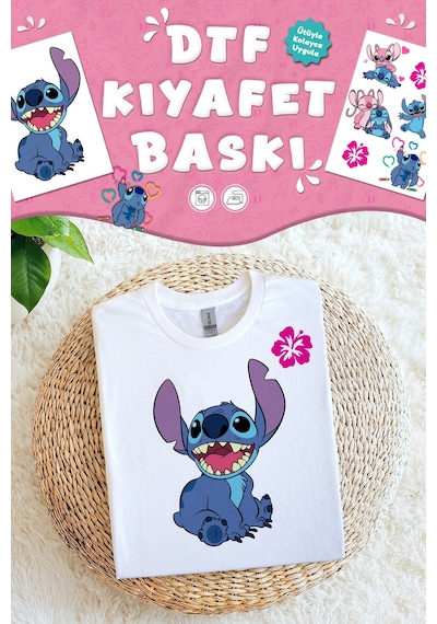 Kumaşa Baskı Yapılabilen Özel Tasarım Ütü Ile Yapışan Tekstil Dtf Baskı Görseli Stitc Temalı