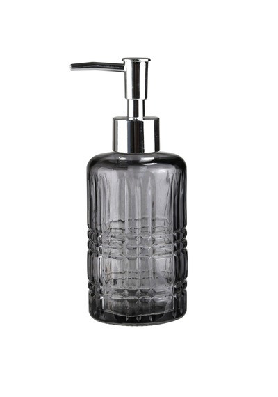 Cam Sıvı Sabunluk,kristal Desenli Gri 300ml Banyo Seti 6,8x17,6